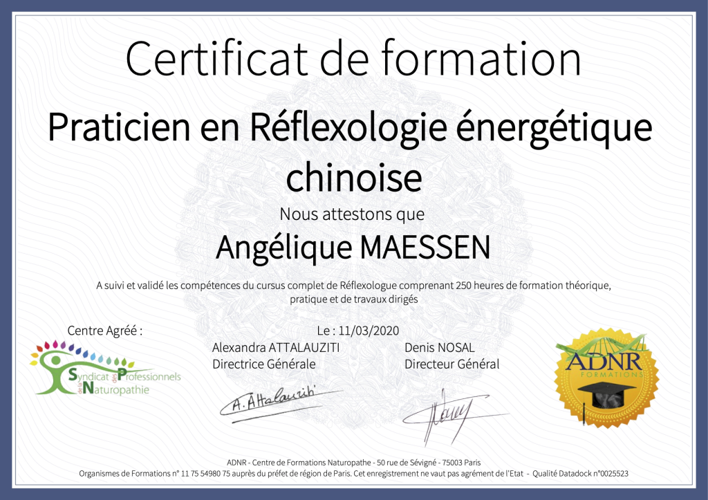 Reflexologie certificat